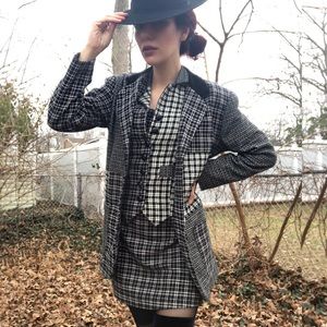 Vintage Plaid 3 Piece Suit Skirt Blazer Clueless